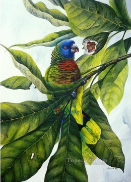 鳥 Painting - オウムと果物の鳥